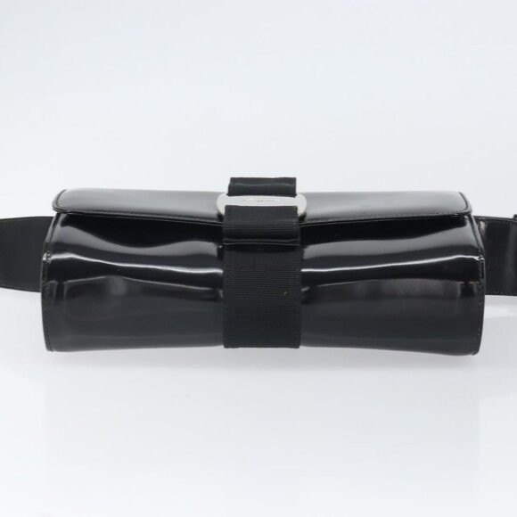 Authentic Salvatore Ferragamo Shoulder Bag Patent leather Black Silver - Picture 16 of 16